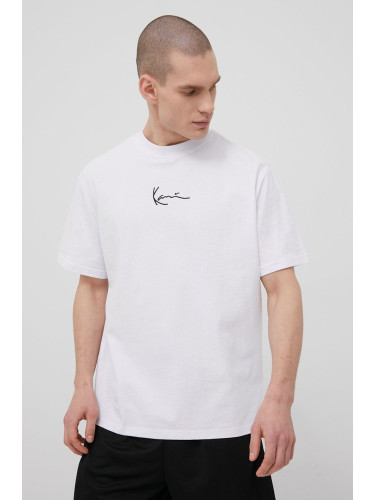 Памучна тениска Karl Kani в бяло с апликация