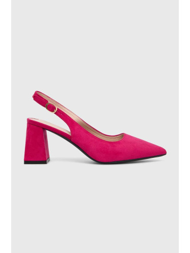 Обувки с дебел ток Answear Lab в розово с дебел ток с отворена пета