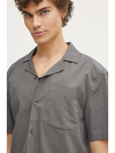 Риза Hollister Co. мъжка в сиво със стандартна кройка с класическа яка KI325-4029
