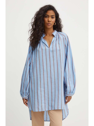 Ленена блуза MAX&Co. в синьо с десен 2416191015200