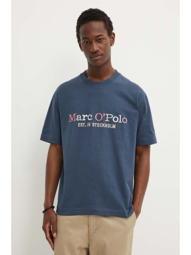Памучна тениска Marc O'Polo в бежово с апликация 424208351304