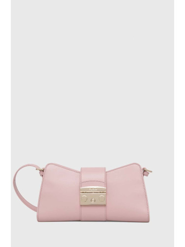 Кожена чанта Furla в розово