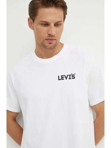 Памучна тениска Levi's в бяло с принт