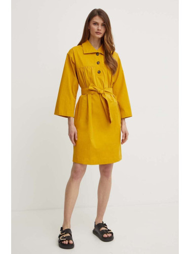Памучна рокля Weekend Max Mara в жълто къса с уголемена кройка 2415221023600