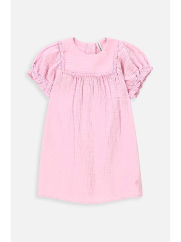 Детска памучна рокля Coccodrillo в розово къса разкроена