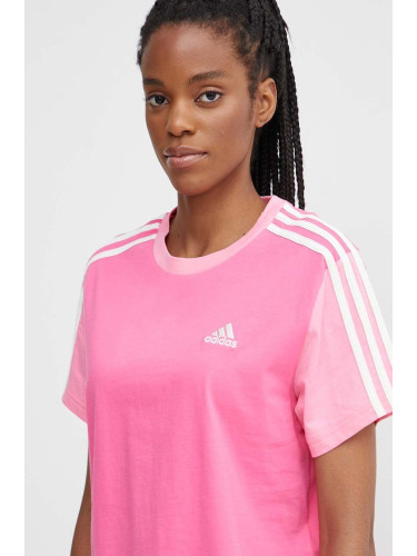 Памучна тениска adidas в розово IS1574