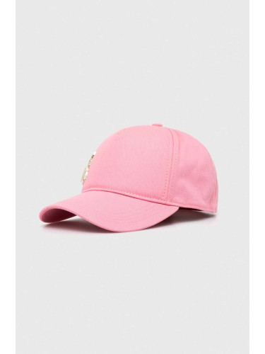 Памучна шапка с козирка Patrizia Pepe в розово с апликация 8F0045 AB01