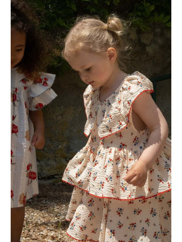 Детска памучна рокля Konges Sløjd в оранжево къса разкроена