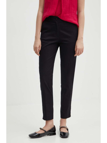 Панталон Sisley в черно със стандартна кройка, със стандартна талия