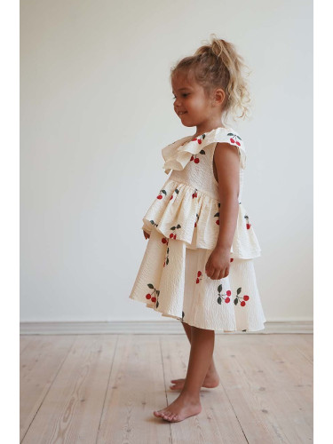 Детска памучна рокля Konges Sløjd в червено къса разкроена