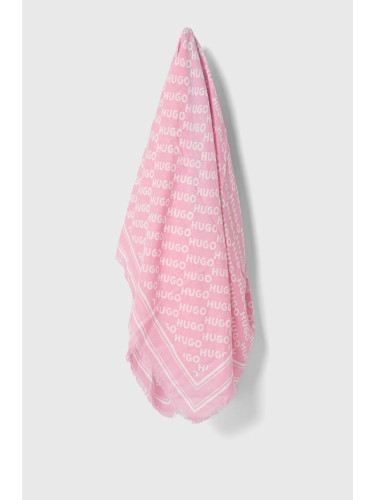 Тънък шал HUGO в розово с десен 50513789