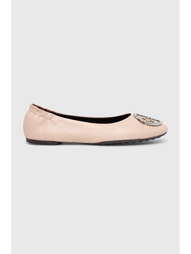 Кожени балеринки Tory Burch Claire Cap-Toe Ballet в бежово  156309.650