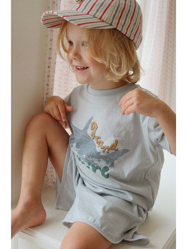 Детска памучна пижама Konges Sløjd в синьо с принт