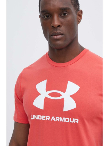 Тениска Under Armour в червено с принт