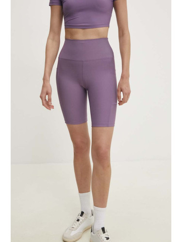 Къс панталон Answear Lab в лилаво с изчистен дизайн с висока талия