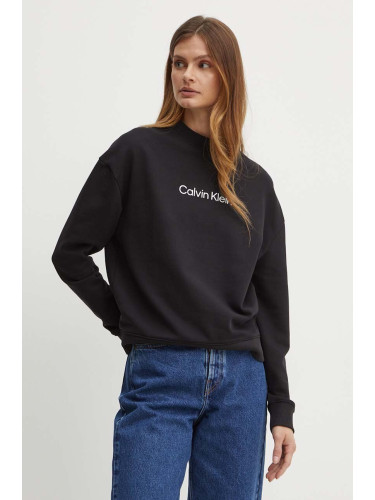 Памучен суичър Calvin Klein в черно с принт