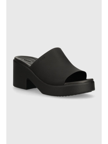Чехли Crocs Brooklyn Slide Heel в черно с дебел ток 209408