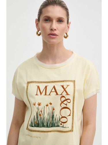 Памучна тениска MAX&Co. x FATMA MOSTAFA в жълто 2416941018200