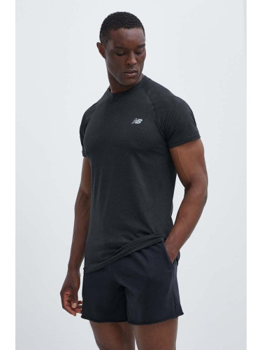 Тениска за трениране New Balance Knit в черно с изчистен дизайн MT41080BK