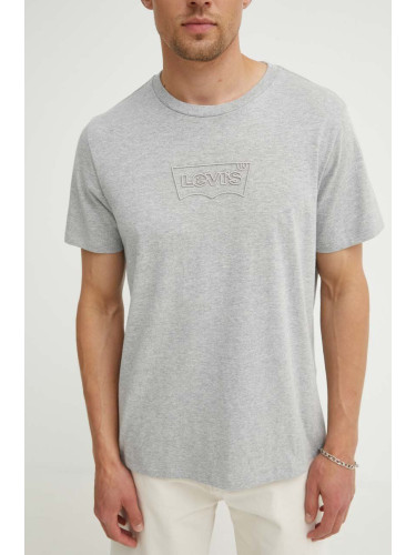 Памучна тениска Levi's в сиво с принт