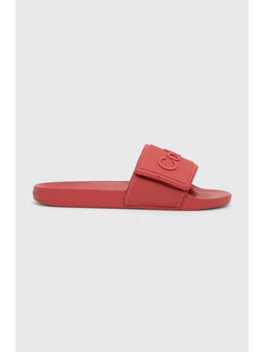 Чехли Calvin Klein ADJ POOL SLIDE TPU в червено HM0HM01437