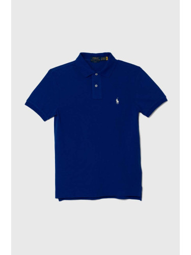 Памучна тениска с яка Polo Ralph Lauren в тюркоазено с изчистен дизайн 710536856