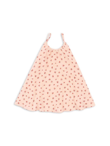 Детска памучна рокля Konges Sløjd в розово къса разкроена