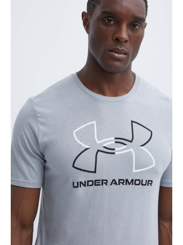 Тениска Under Armour в сиво с десен