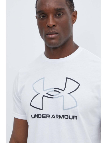 Тениска Under Armour в бяло с десен