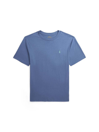 Детска памучна тениска Polo Ralph Lauren в тъмносиньо с изчистен дизайн 323832904154