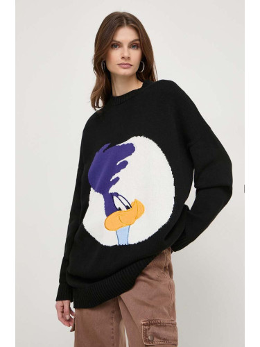 Памучен пуловер MAX&Co. x CHUFY в черно от топла материя 2418361021200