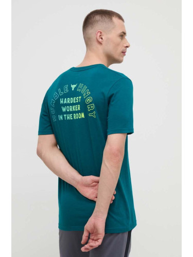 Тениска Under Armour Project Rock в зелено с принт