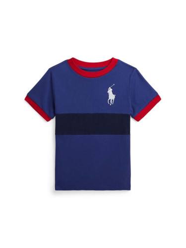 Детска памучна тениска Polo Ralph Lauren в синьо с изчистен дизайн 322942110002