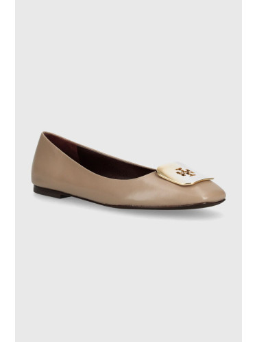 Кожени балеринки Tory Burch Georgia Ballet в бежово  154077.200