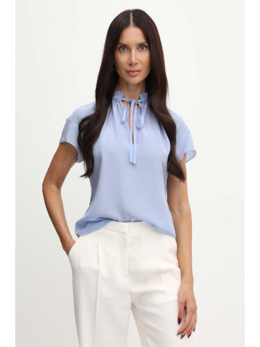 Копринена блуза MAX&Co. в синьо с изчистен дизайн 2416951012200