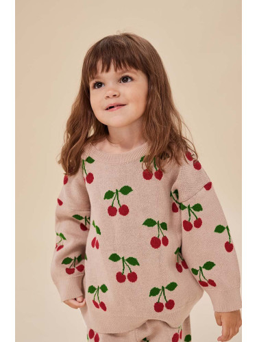 Детски памучен пуловер Konges Sløjd в червено от лека материя