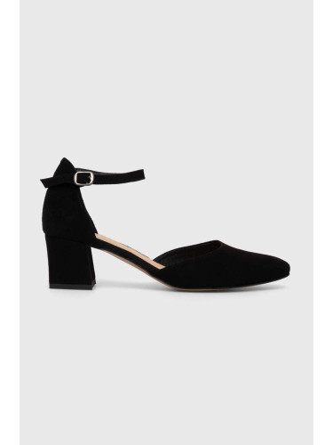 Велурени обувки с дебел ток Wojas в черно с дебел ток 3508661