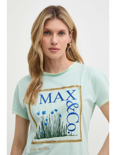 Памучна тениска MAX&Co. x FATMA MOSTAFA в зелено 2416941018200