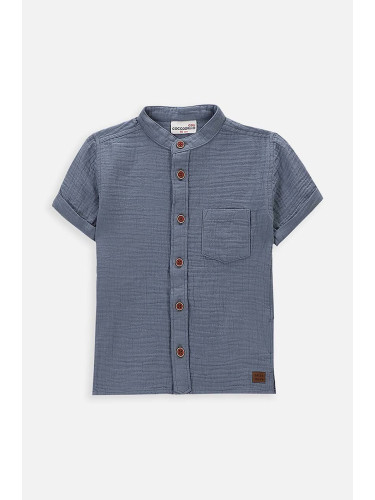 Детска памучна риза Coccodrillo в синьо