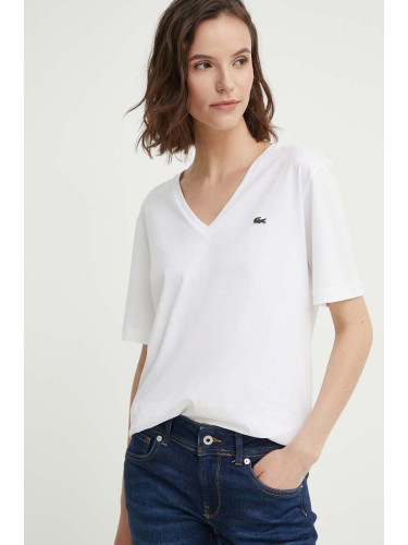 Памучна тениска Lacoste в бяло