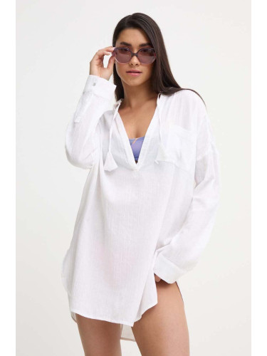 Памучна плажна блуза Roxy в бяло ERJX603382