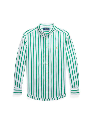 Детска памучна риза Polo Ralph Lauren в зелено