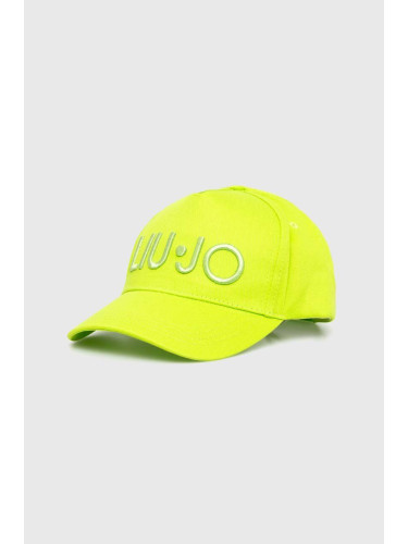 Памучна шапка с козирка Liu Jo в зелено с апликация