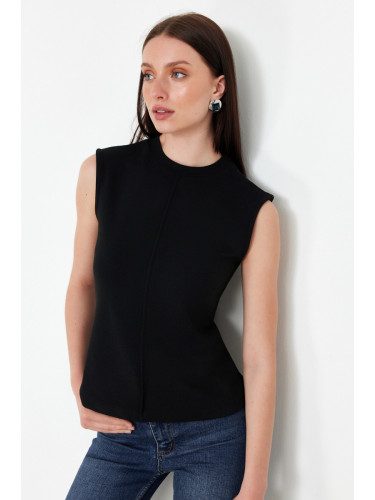 Trendyol Black Viscose/Soft Fabric Fitted Stretchy Knitted Blouse