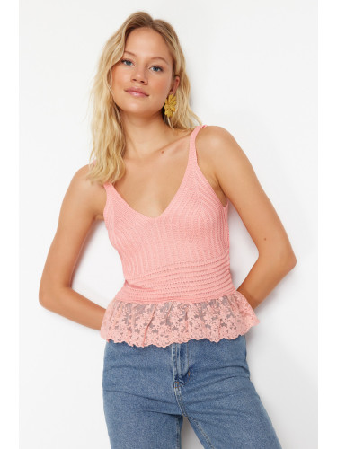 Trendyol Pink Brode Garni Detailed Knitwear Blouse