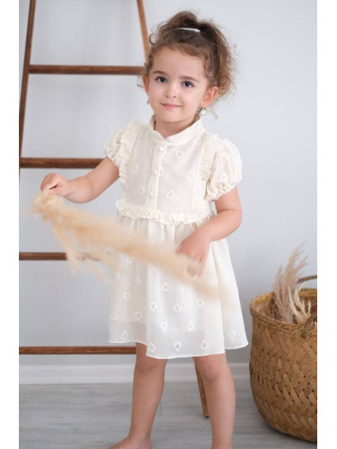 Официална бебешка/детска рокля в екрю на сърца 
