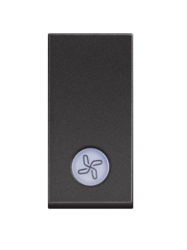 Единичен ключ за вентилатор (сх. 1), 10A, 250VAC, цвят черен, за вграждане, LED, RG4001LR