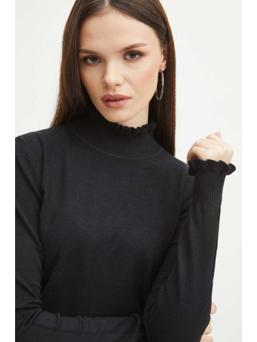 Пуловер Medicine дамски в черно с ниско поло