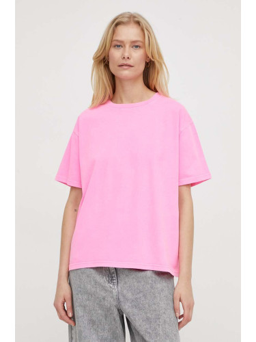 Памучна тениска American Vintage  T-SHIRT DROIT MC COL ROND в розово FIZ02AE24