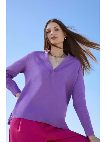 Ленена блуза Medicine дамска в лилаво с изчистен дизайн